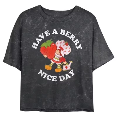 Женская футболка Juniors Womens Berry Nice Day с надписью Mineral Wash Crop черного цвета