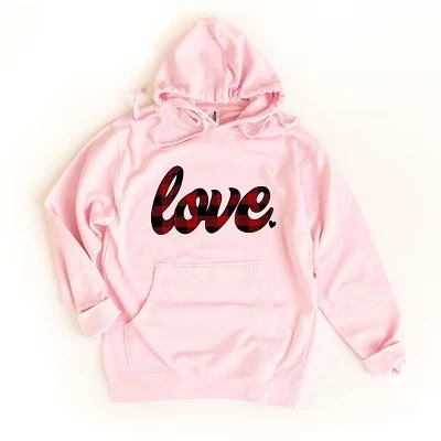 Женская толстовка с капюшоном в клетку Buffalo Love pink с рисунком