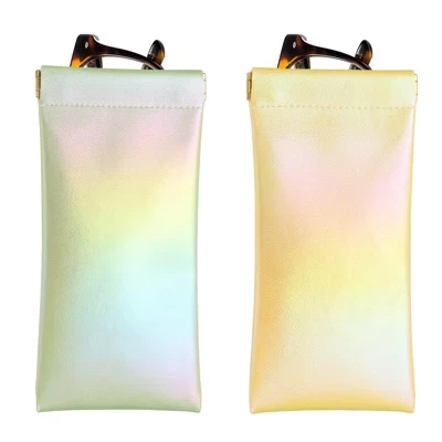 Дорожный чехол-органайзер для солнцезащитных очков Soft Squeeze Top из искусственной кожи для путешествий, 2 предмета, градиентный зеленый/градиентный желтый