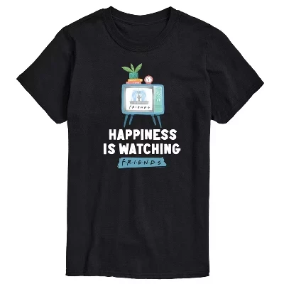 Мужская футболка с коротким рукавом Happiness is Watching с графическим рисунком, черная