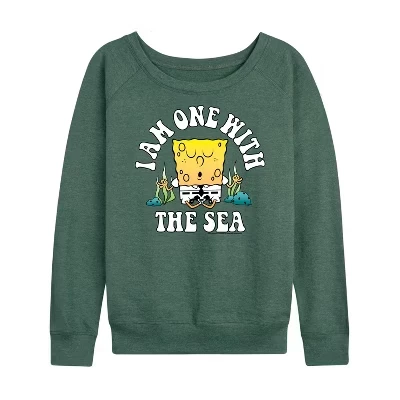 Женский лонгслив SpongeBob «One With Sea», зелёный меланж