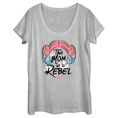 Женская футболка Star Wars «Leia Rebel Mom», серый меланж