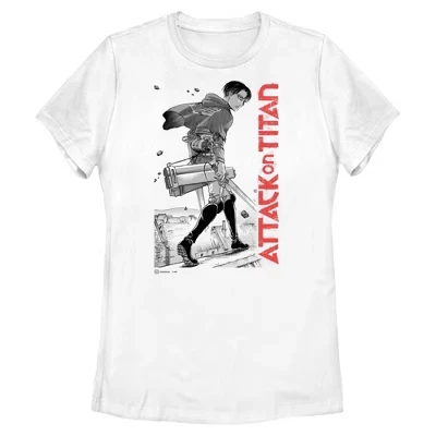 Женская футболка Levi Ackerman Full Shot белого цвета