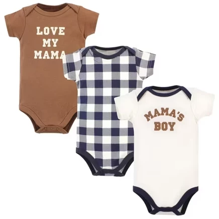 Хлопковые боди для новорожденных мальчиков, коричневые, темно-синие, Mamas Boy, 3 шт.