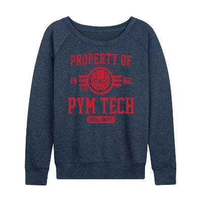 Женская рубашка - - Property Of Pym Tech из легкого французского махрового материала с широким вырезом и длинными рукавами цвета Хизер индиго