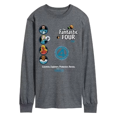 Мужской лонгслив Fantastic Four Faux Hit, серый меланж