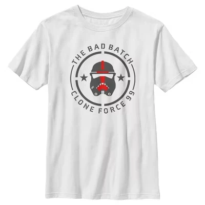 Футболка со значком Boy's : The Bad Batch Clone Force 99 белая