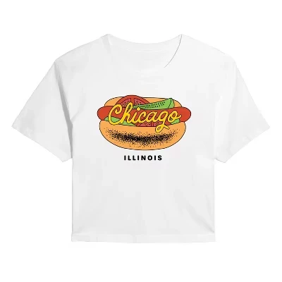 Женская укороченная футболка с рисунком Chicago Dog, белая