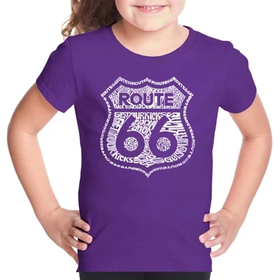 Футболка с надписью Girl's Word Art - Получите удовольствие от Route 66 фиолетового цвета