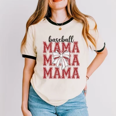Бейсболка Mama Stacked Coquette - женская футболка с рисунком Рингера