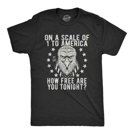 Мужская футболка по шкале от 1 до America How Free Are You Tonight Funny Pick Up Line - Мужская футболка Crazy Dog на Четвертое июля