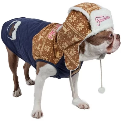 Куртка для собак Touchdog Snowadayz с капюшоном, синяя