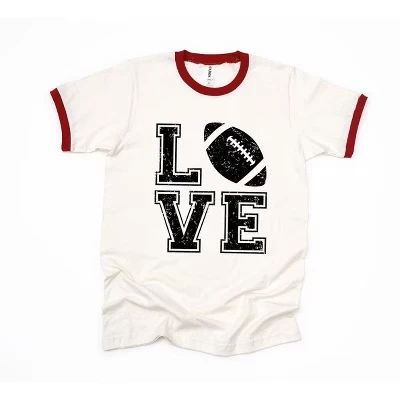 Женская футболка с коротким рукавом Love Football Ringer