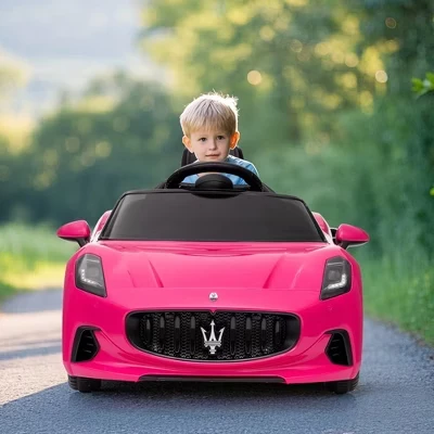 Поездка на лицензированном автомобиле Maserati GranCabrio, детский электромобиль с питанием от 12 В и дистанционным управлением, Детская поездка на игрушечном автомобиле розового цвета