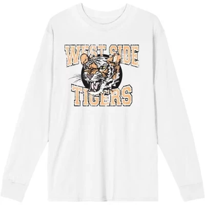 Винтажная спортивная футболка West Side Tigers для взрослых с круглым вырезом и длинным рукавом белого цвета