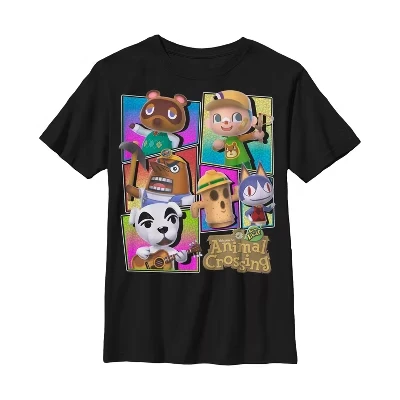Футболка с панелями Animal Crossing New Leaf для мальчика, черная