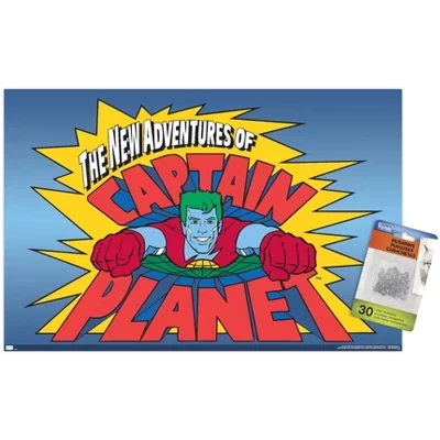 Постер Captain Planet с логотипом, прозрачные кнопки