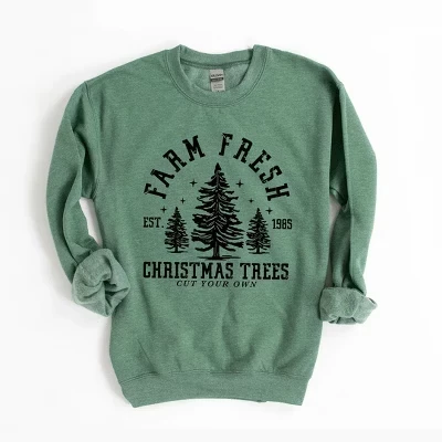 Женская толстовка с рисунком Farm Fresh Christmas Trees Stars