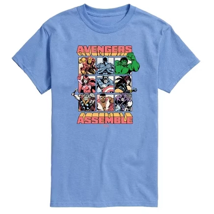 Мужская футболка Avengers Assemble Grid, голубая