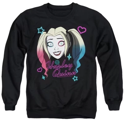 Толстовка Harley Quinn из мультсериала Harley Head для взрослых с круглым вырезом черный