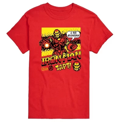 Men's -  - Iron Man 8 Bit Pixelated Short Sleeve Graphic T-Shirt red
