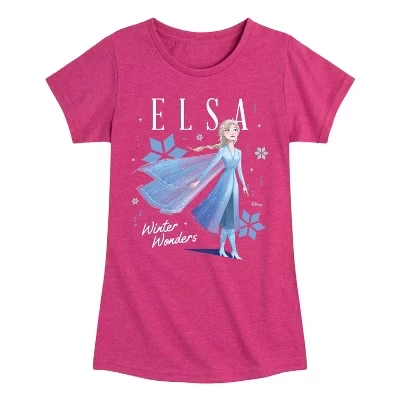 Elsa Winter Wonders Приталенная футболка с коротким рукавом и рисунком цвета Хизер фуксия