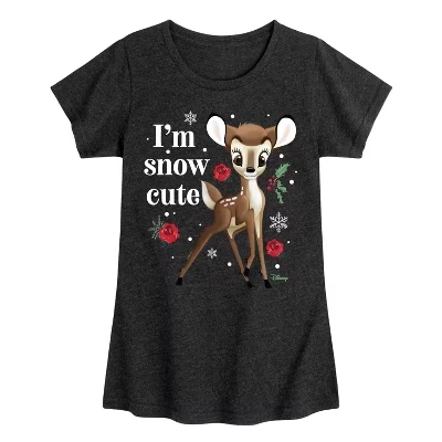 Футболка для девочек Disney Bambi «Снежная милашка», черная