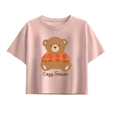 Футболка с коротким рукавом и рисунком плюшевого мишки Cozy Season с квадратным рисунком