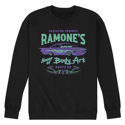Мужская толстовка Ramone's House Of Body Art Radiator Springs Route 66 с графическим рисунком из флиса черного цвета.