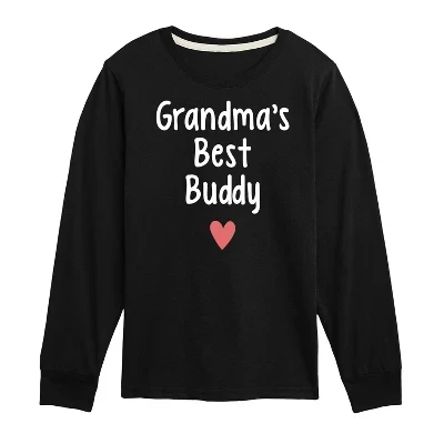 Футболка с длинным рукавом Grandma Heart Best Buddy с графическим рисунком черного цвета