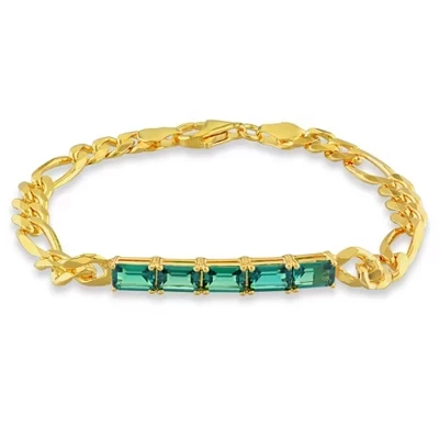 EVERLY JEWELRY | Серебряный браслет с драгоценными камнями, 7,25 дюйма- Различные цвета металла и варианты с драгоценными камнями, изумруд