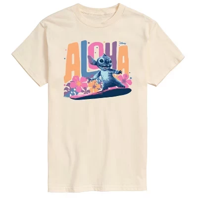 Мужская футболка с коротким рукавом и графическим рисунком Aloha Stitch кремового цвета