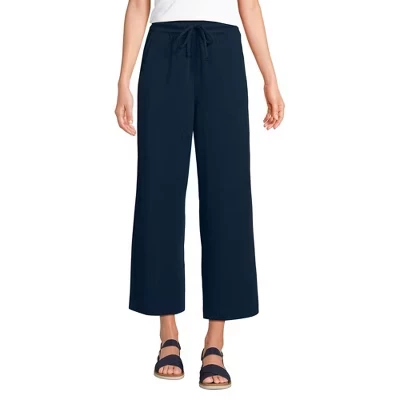 Женские спортивные трикотажные укороченные брюки с завязками на широких штанинах