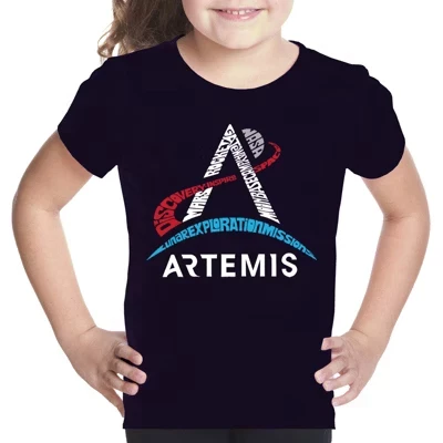 Футболка с логотипом NASA Artemis - Girl's Word Art, черная
