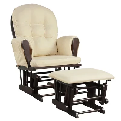 Детское кресло-качалка Relax Rocker, комплект планера и пуфик с подушкой, бежевый