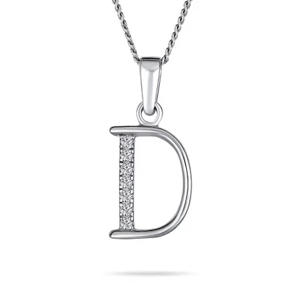 Кулон Bling Jewelry с буквой D, серебро 925, серебристый