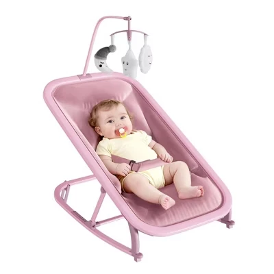 Baby Swing for Infants, Adjustable Infant Rocker Chair with Aluminum Frame, 3 Recline Positions, Front to Back Rocking, Lockable Baby Swing pink