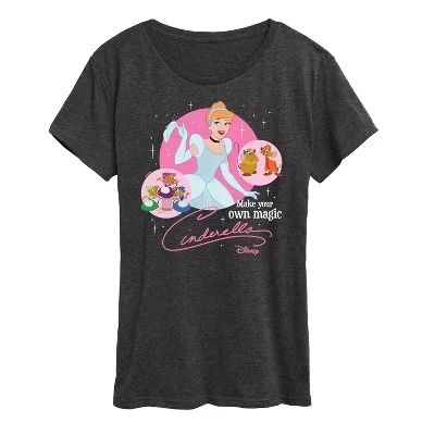 Женская футболка Disney Princess Cinderella Make Your Own Magic, антрацитовый меланж