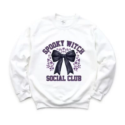 Coquette Spooky Witch Social Club - женская толстовка с рисунком белого цвета