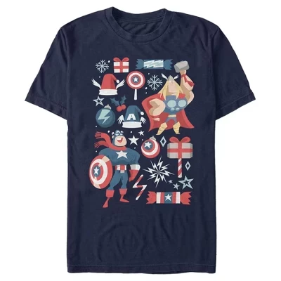 Мужская футболка Marvel рождественские герои, синяя
