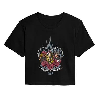 Женская кроп-футболка Bratz Rock Heart, черная