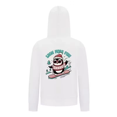 Рождественская коллекция Snow Much Fun Boys с капюшоном на молнии – Праздничная толстовка с пингвином белого цвета