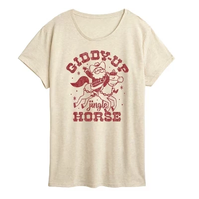 Женская футболка с коротким рукавом Giddy Up Jingle Horse и графическим рисунком birch