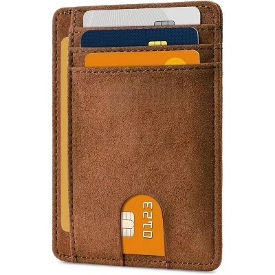 Тонкий кожаный бумажник с передним карманом RFID для мужчин и женщин, Cross Black от sahara coffee