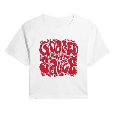 Women's -  - Goated With the Sauce Cropped Graphic T-Shirt white