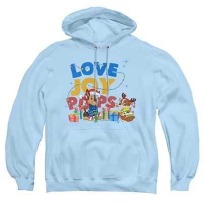 Мужская толстовка с капюшоном Paw Patrol Christmas Love And Joy With Chase и Rubble светло-голубого цвета