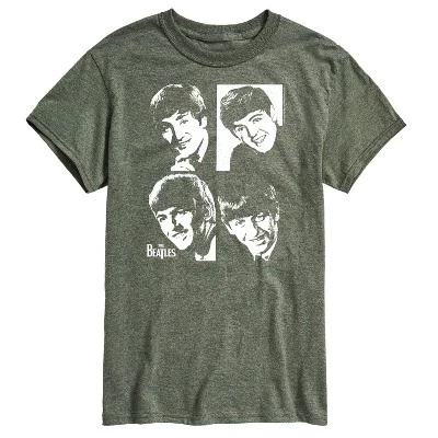 Мужская футболка с коротким рукавом и графическим рисунком John Paul George Ringo Face Grid зеленого цвета