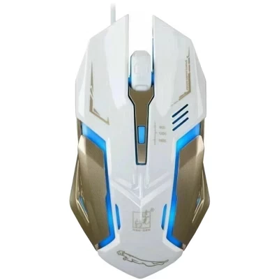Игровая мышь SANOXY с 4 кнопками, USB проводная, светодиодная, дышащая огненной кнопкой, 1600 точек на дюйм, для портативного ПК, белый