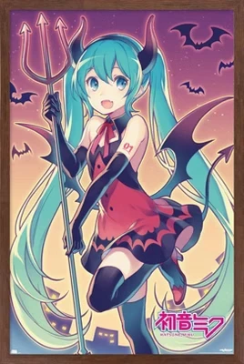 Постер Trends International Miku Bats, рамка махагон