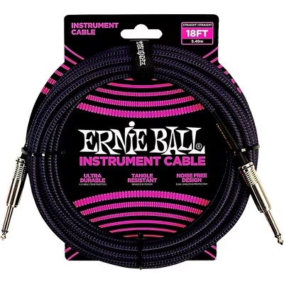 Кабель инструментальный Ernie Ball прямой-прямой с оплеткой, 5,5 м